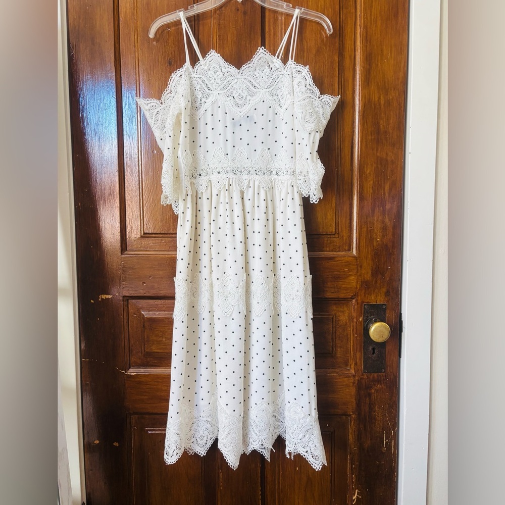 White Dress Coquette Polka Dots & Lace